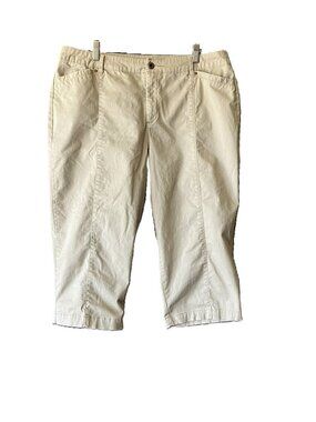 Croft & Barrow Classic Fit Capri Pants Women's Size 18 Khaki Stretch Cotton
